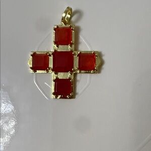 Tous Gold Necklace with Red Cross Pendant